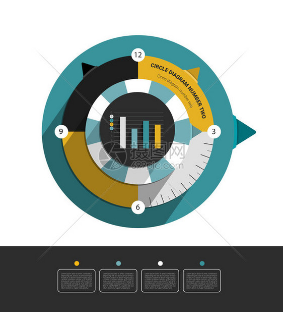 圆形信息图表用于打印或网页的现代平面圆形方案潮流图片