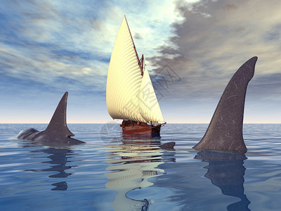 计算机生成了3D图解与史前鲨鱼巨图片