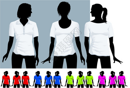妇女T恤衫和皮球衬衫设计模板图片