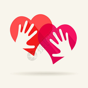 两颗心和两只手爱的象征背景图片