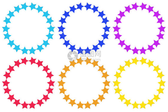 白色背景的恒星组成的圆圈图片