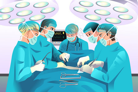 一组外科医生进行外科手图片