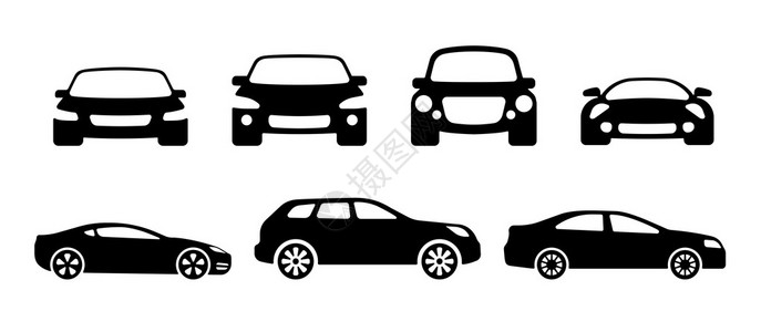 矢量汽车剪影跑车suv和普通汽车图片素材