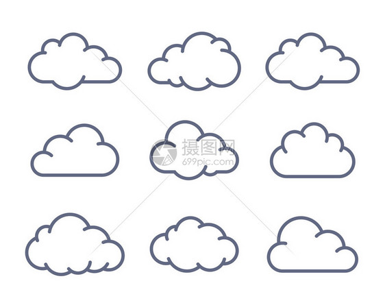 云形状集合云图标矢图片