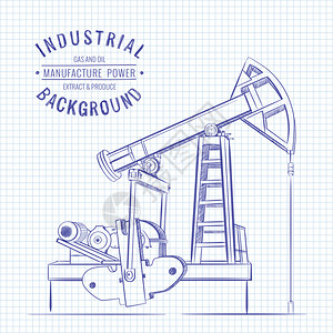 蓝色方格纸上的油泵矢量图图片