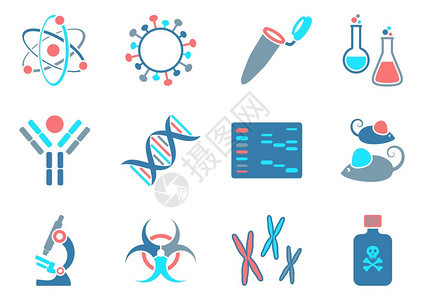 现代分子生物科学图标收集了四种颜色的现图片