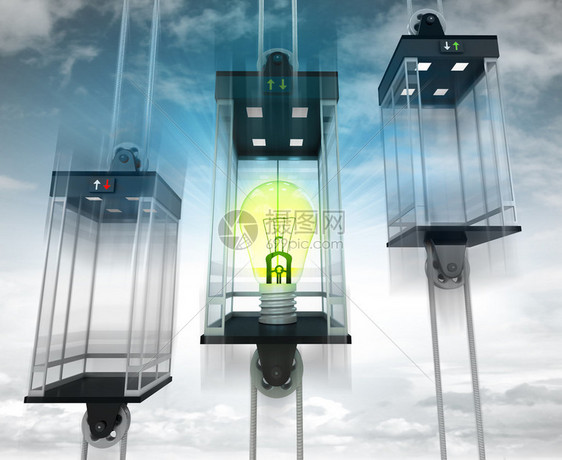 中间电梯中的黄色灯泡作为垂直传输概念插图Name图片