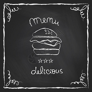 黑板上的汉堡店海报矢量插图背景图片