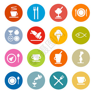 彩色圆环平板设计矢量餐厅图片