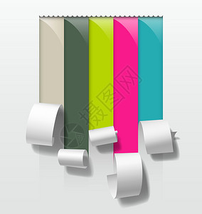 展示多彩的纸卷促销产品集设计背景矢图片