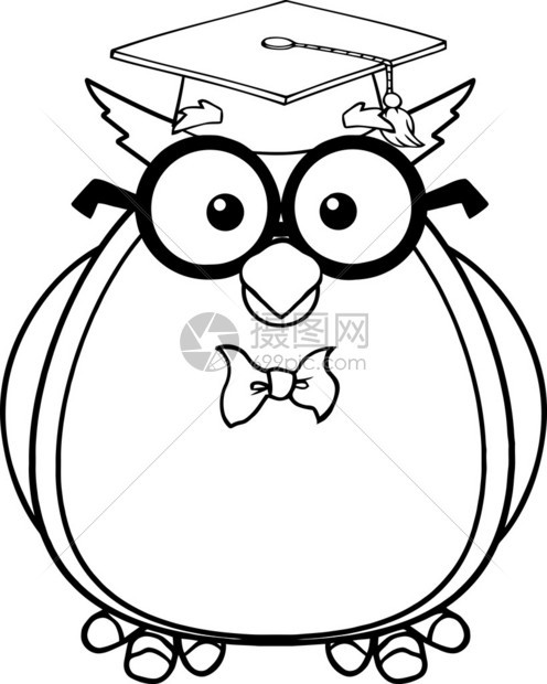 黑人和怀着白眼的猫头鹰教师带眼镜的卡通字典和研究图片