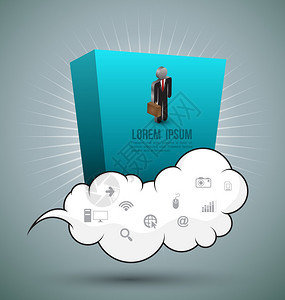 云层与商人和偶像的矩形可以用于商业概念图片