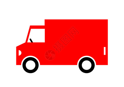 白色背景上的红色卡车背景图片
