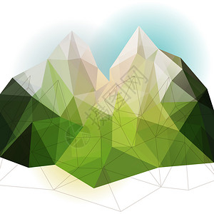 十九大背景图绿色抽象几何三角形山地背景图自然背景插画