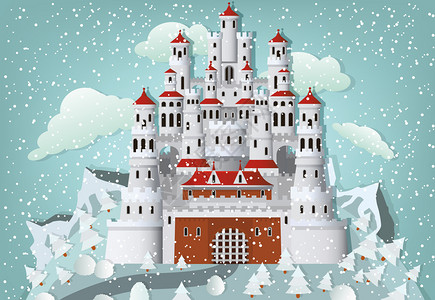 城堡高清图片雪地里的梦幻城堡卡通矢量插画高清图片女孩的玩具矢量