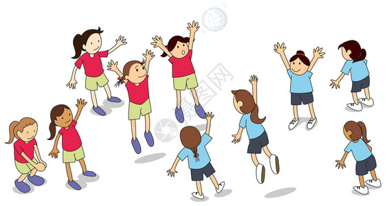 手绘体育竞技排球高清图片排球运动员水彩剪影高清图片卡通男孩接篮球