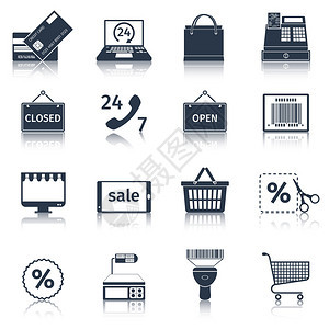 在线购物电子商务广告商业服务黑色图标设图片