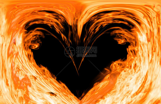 由火制成的心在火焰中的心图片