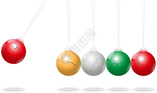 牛顿的摇篮有脆弱的圣诞球作为钟摆图片