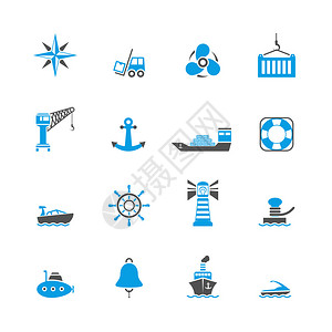 海港洋运和航运货图象设置了孤立图片