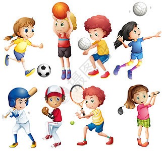 许多儿童参加体育活动图片