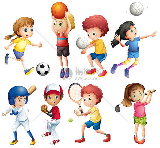 许多儿童参加体育活动图片