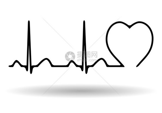 心电图标在白色背景下被隔离矢量图图片