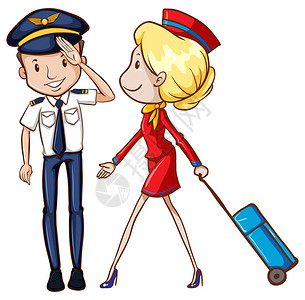飞行员和空乘人员的插图图片