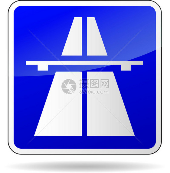 白色背景上高速公路蓝色标图片