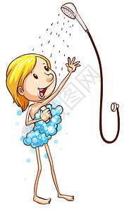 一个女人洗澡的插图图片