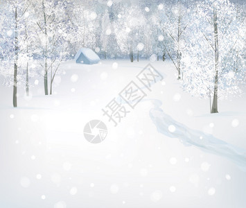 矢量冬季雪景图片