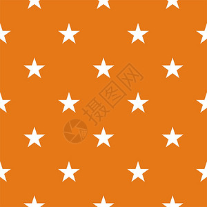 橙色背景白星的无缝矢量模图片