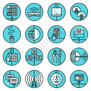 网络数据安全web技术蓝线图标设置与控制面板路由器服务图片