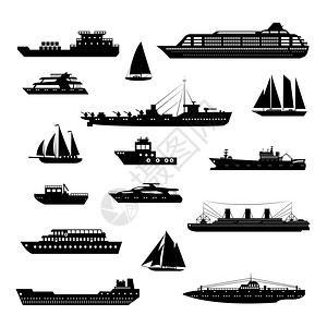 船舶和船只蒸汽船游艇和油轮货运业装饰图标背景图片
