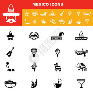 墨西哥图标矢量插图图片
