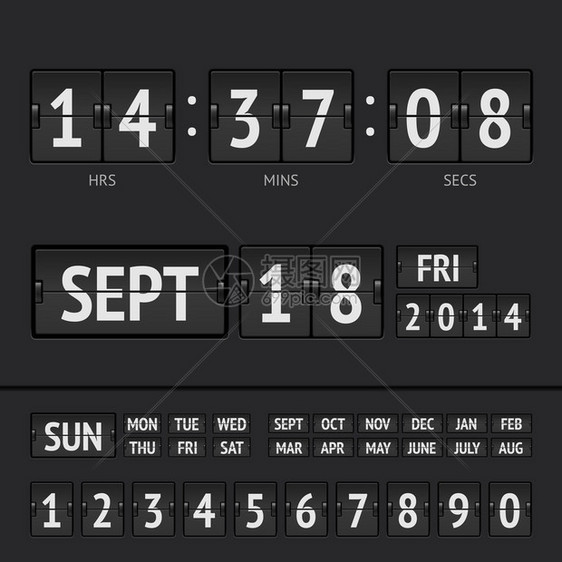 黑色翻转计分板数字计时器带一图片