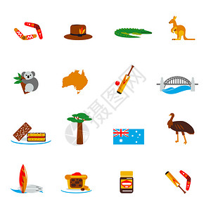 澳大利亚旅行图标平板图片