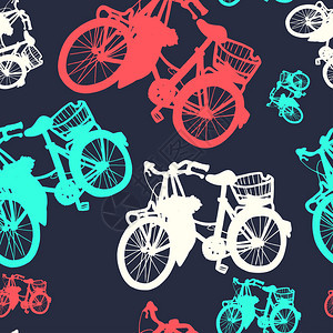 多彩无缝模式配有老式自行车环图片