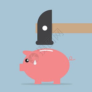 打破禁锢锤子即将打碎猪银行vector插画