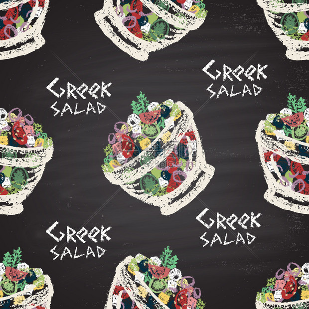 希腊沙拉的多彩无缝模式图片