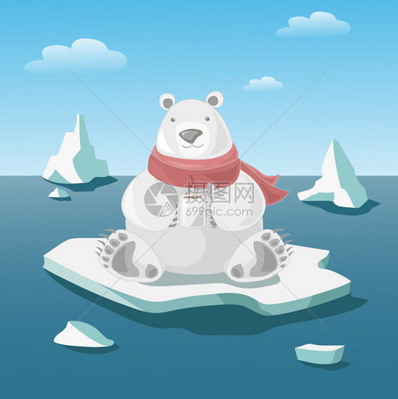 北极熊在浮上举着一杯图片