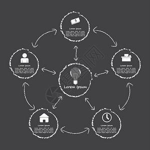 成功要素黑白版和黑白版人口图表模板VECtor图片