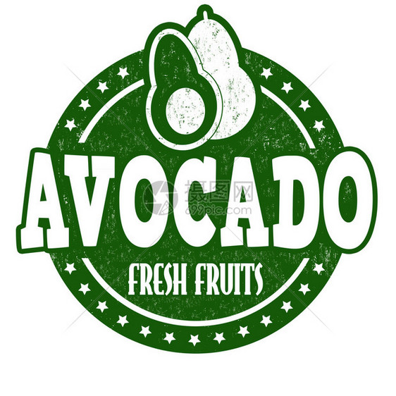 Avocadogrunge橡胶邮票或白色的标图片