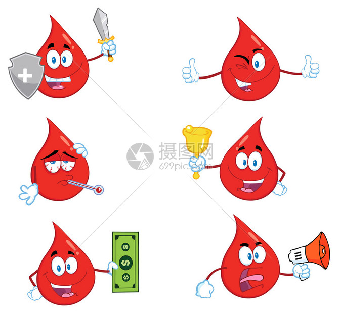 卡通血滴角色集图片