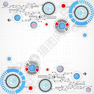 带有圆圈和箭头的技术背景图片