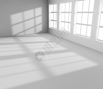 白色空房间里透过窗户照进来的光图片