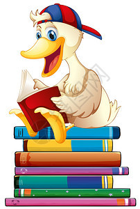 一只鸭子看书的插图图片