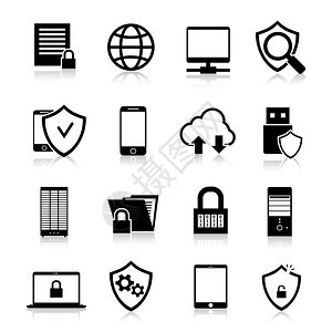 数据保护计算机和网络安全技术黑色图标设图片