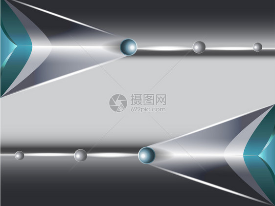 带有光芒的银色和绿色金属箭头图片