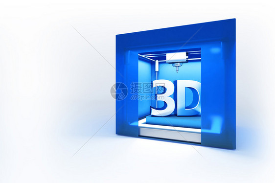 在白色背景上隔离的电子三维打印机的3d渲染插图图片